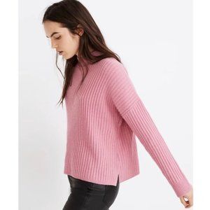Madewell Pink (Re)sourced Cashmere & Wool Ribbed Mockneck Pullover Sweater XS
